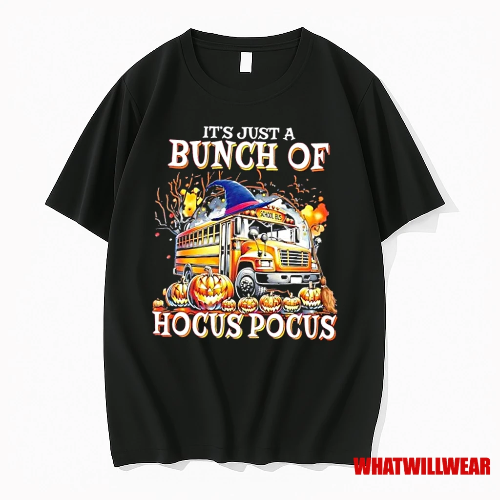 Its Just A Bunch Of Hocus Pocus School Bus Halloween Shirts