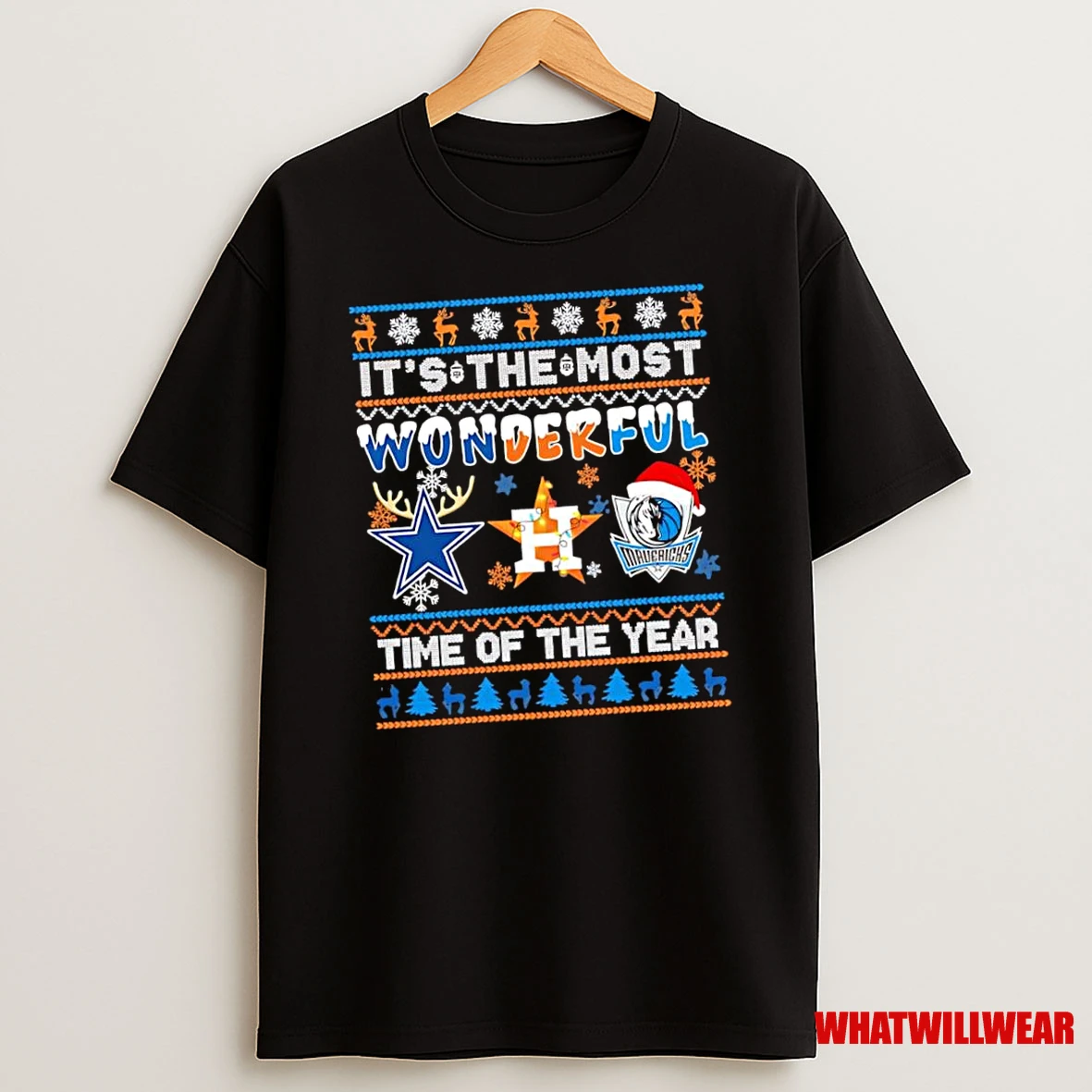 Its The Most Wonderful Dallas Cowboys Houston Astros Dallas Mavericks Christmas Time Of The Year Shirts