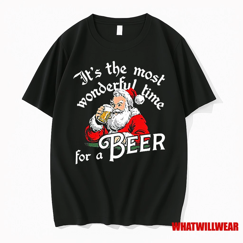 Its The Most Wonderful Time For A Beer Santa Christmas Shirts