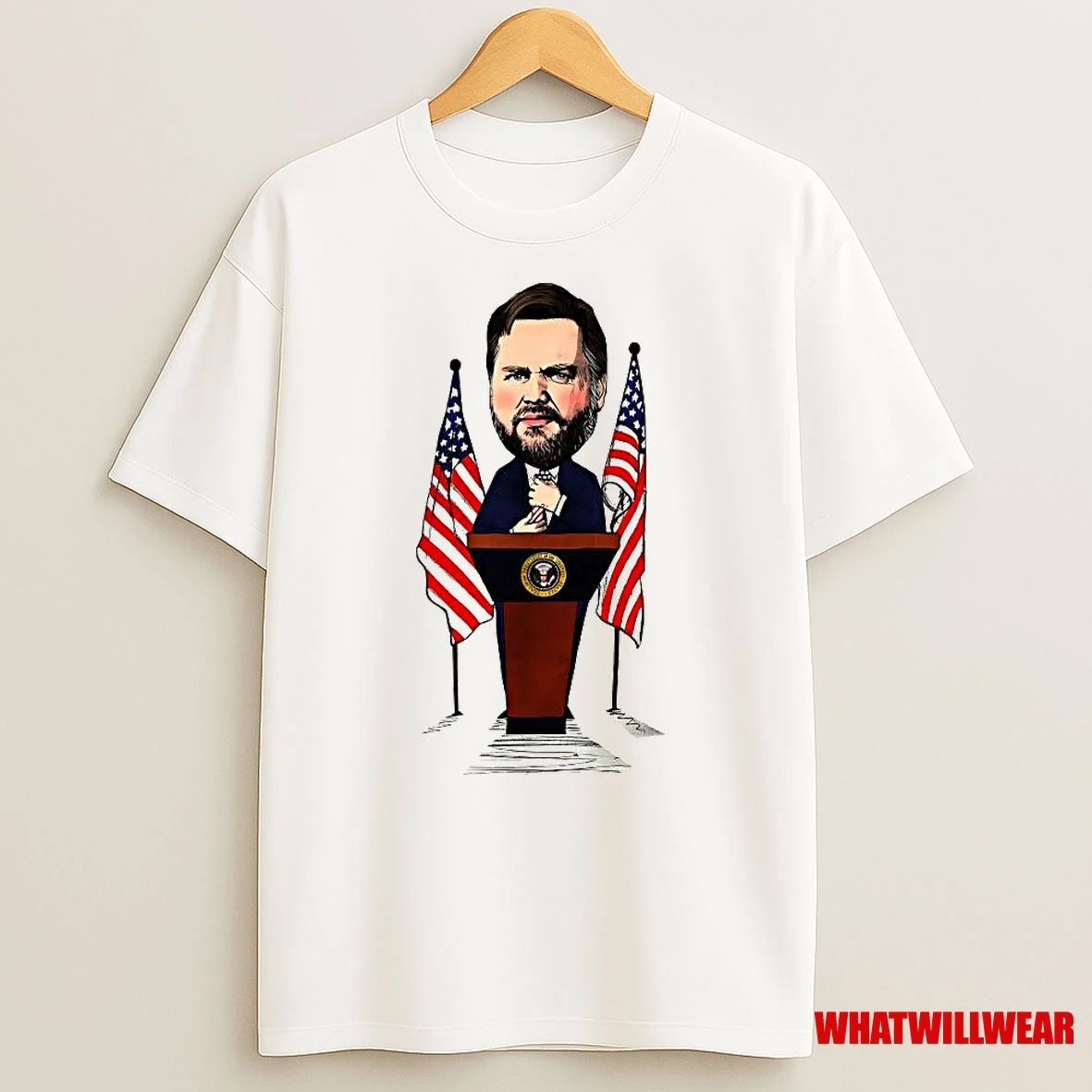 J D Vance Becoming President Caricature Shirts