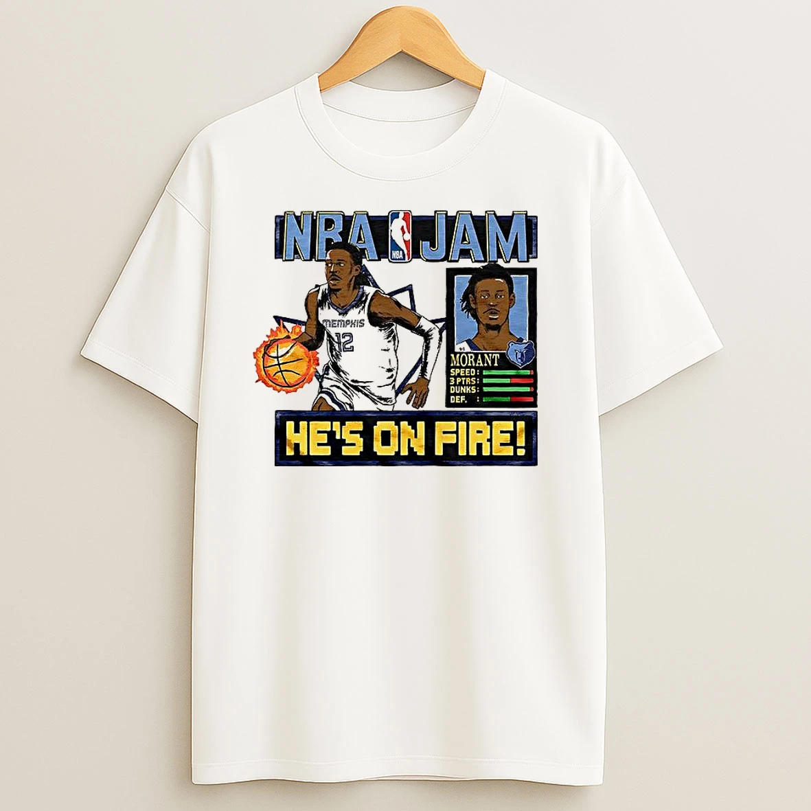 Ja Morant Memphis Grizzlies Nba Hes On Fire Classic Video Game T Shirts