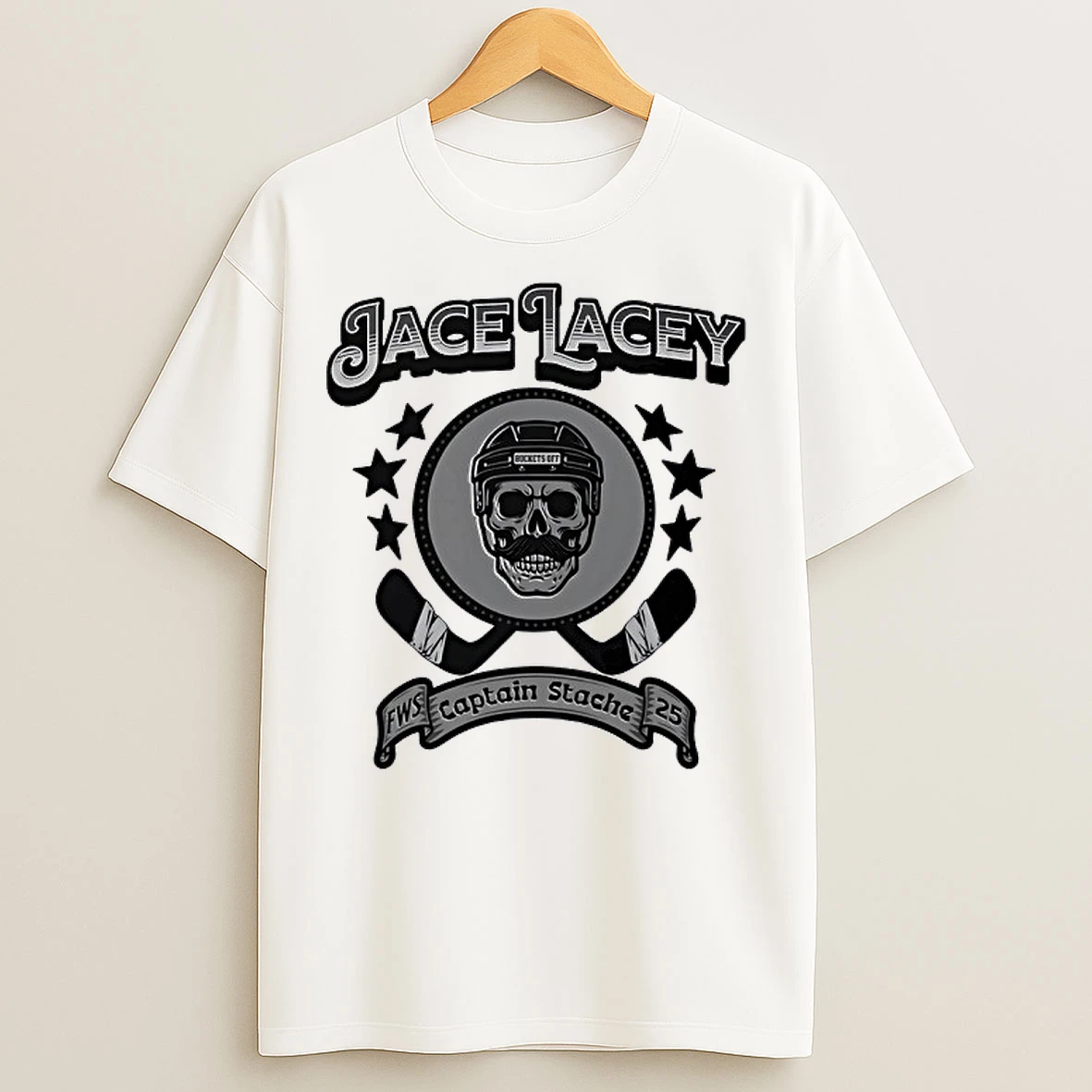 Jace Lacey Hockey Player Buckets Off Captain Stache 2025 T Shirts
