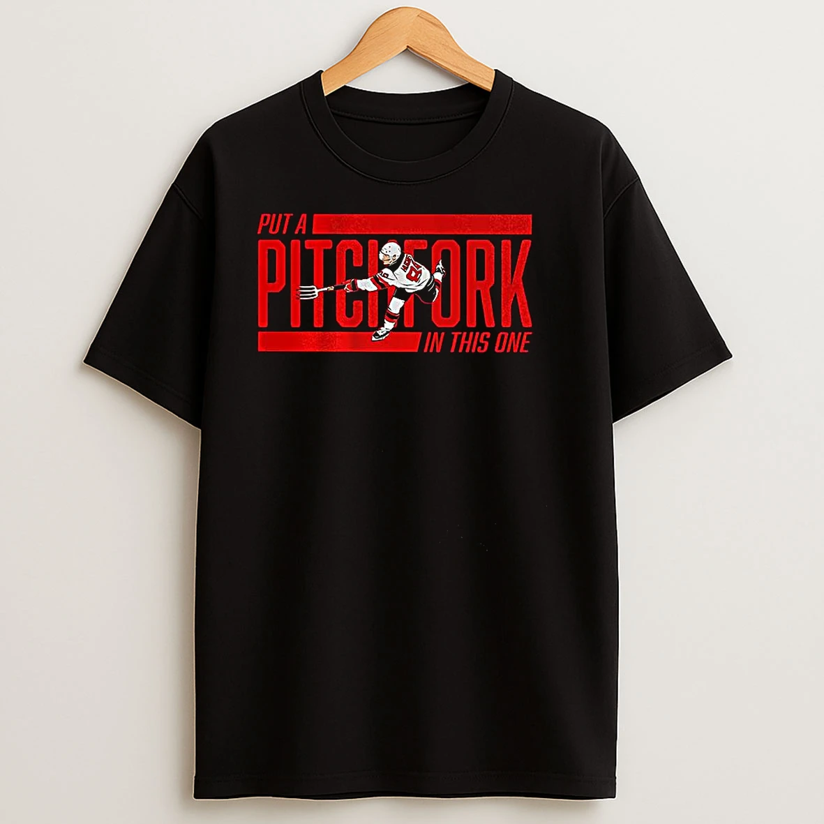 Jack Hughes New Jersey Devils Hockey Put A Pitchfork In This One Logo T Shirts