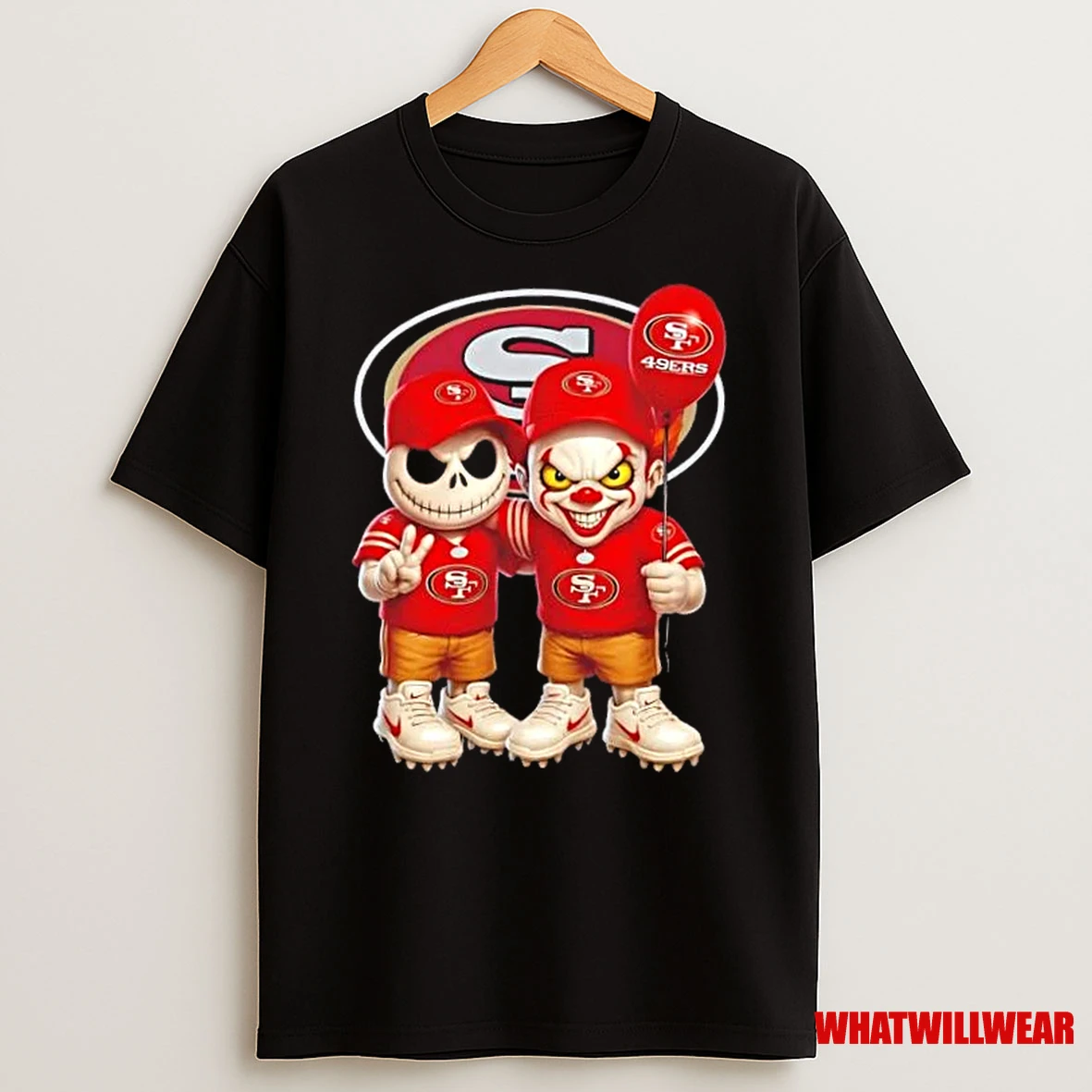 Jack Skellington And Clown It X San Francisco 49ers Football Happy Halloween Shirts