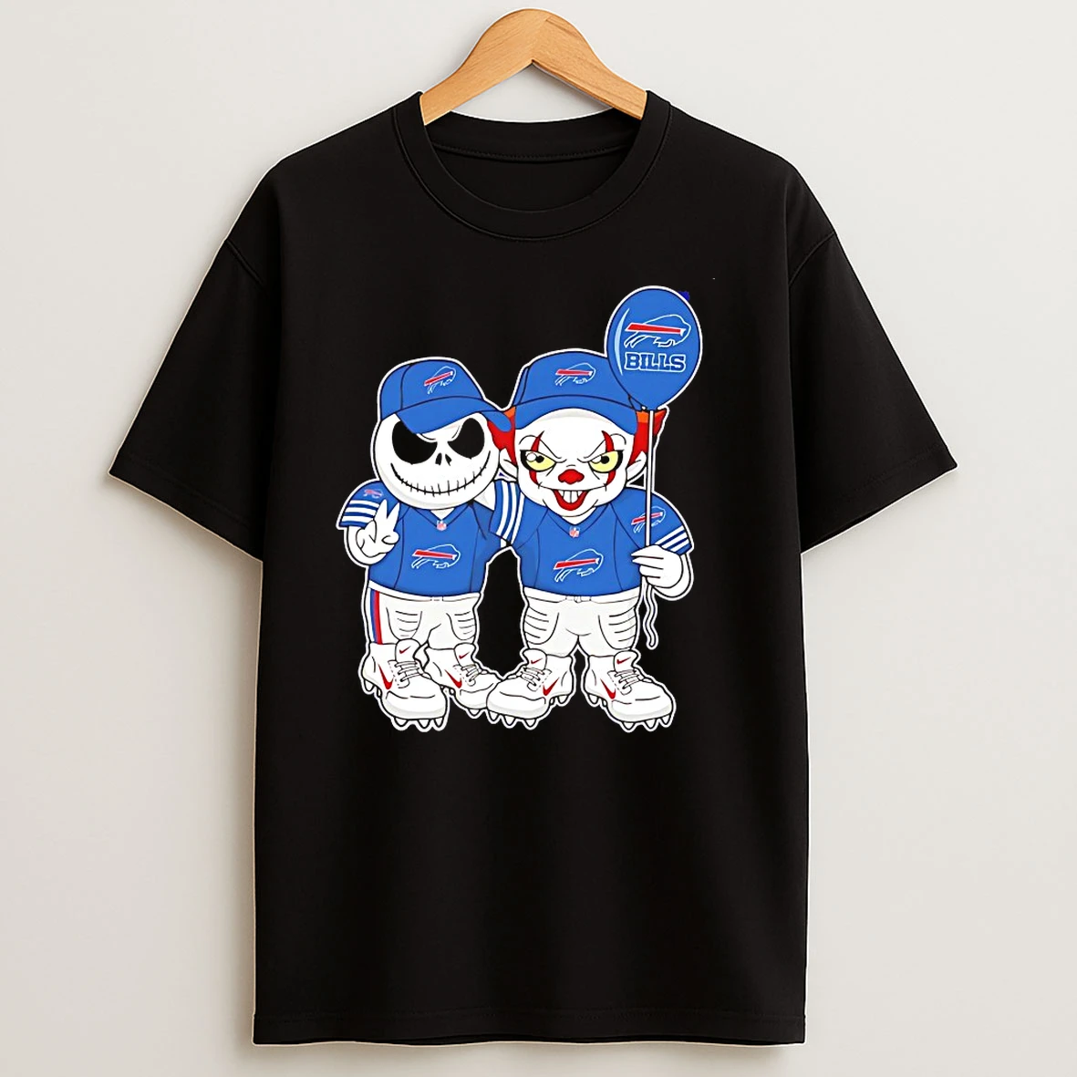 Jack Skellington And Pennywise Buffalo Bills Friends Halloween Horror Characters T Shirts