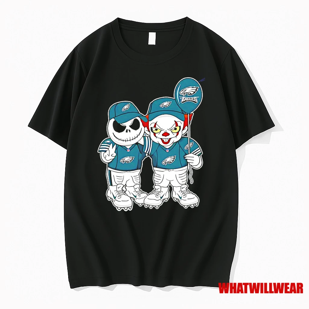 Jack Skellington And Pennywise Philadelphia Eagles Friends Halloween Horror Characters Shirts