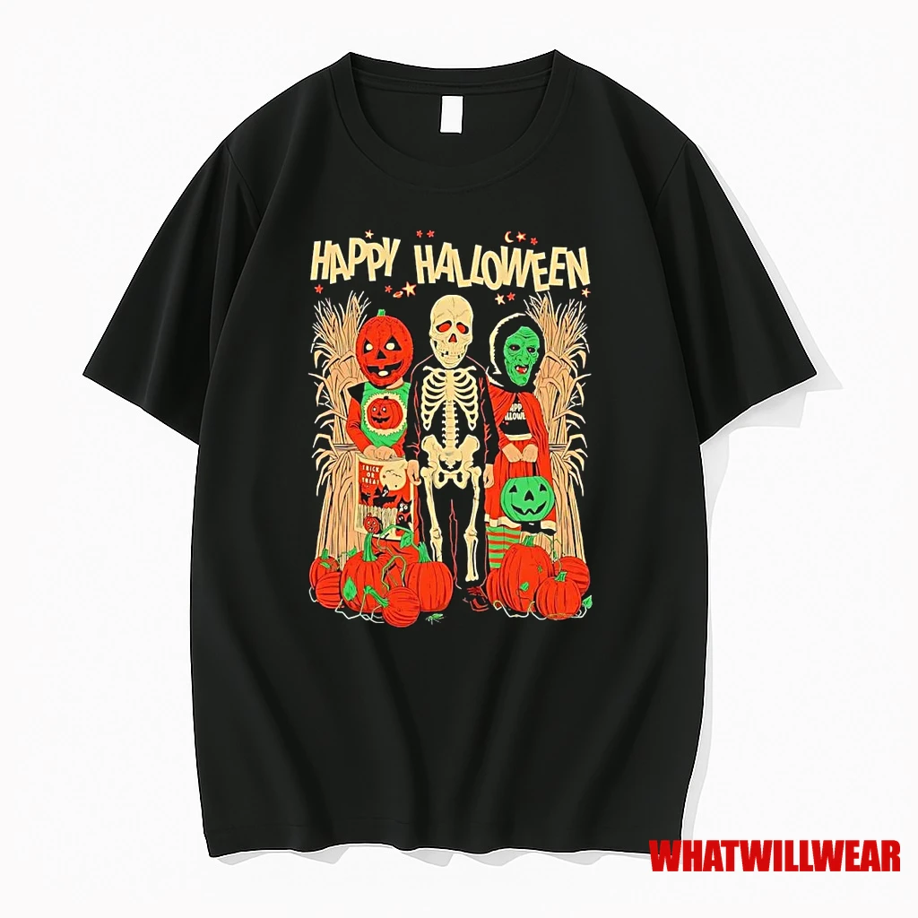 Jack O Lantern Skeleton Monster Trio Happy Halloween Shirts