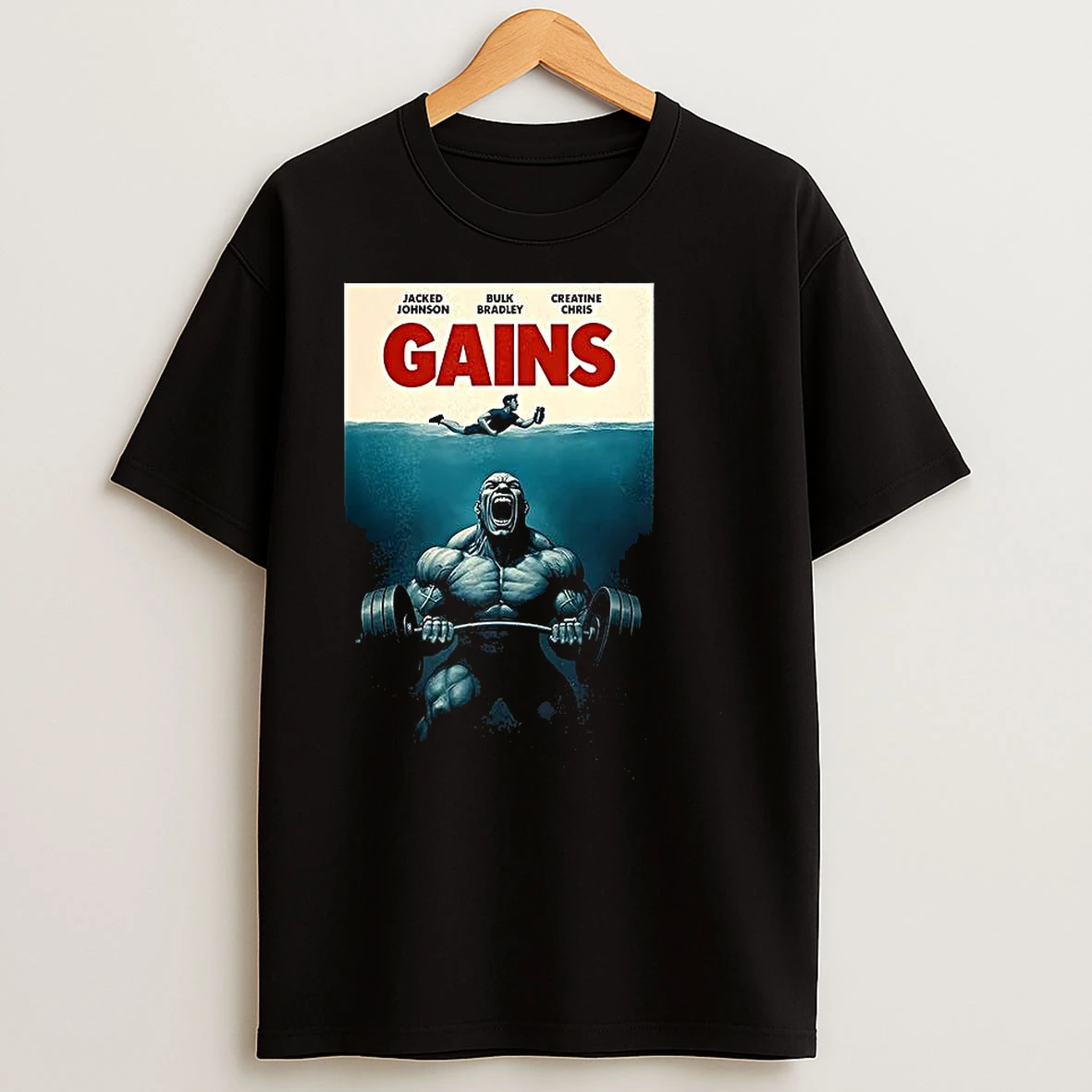 Jacked Johnson Bulk Bradley Creatine Chris Gains Parody T Shirts