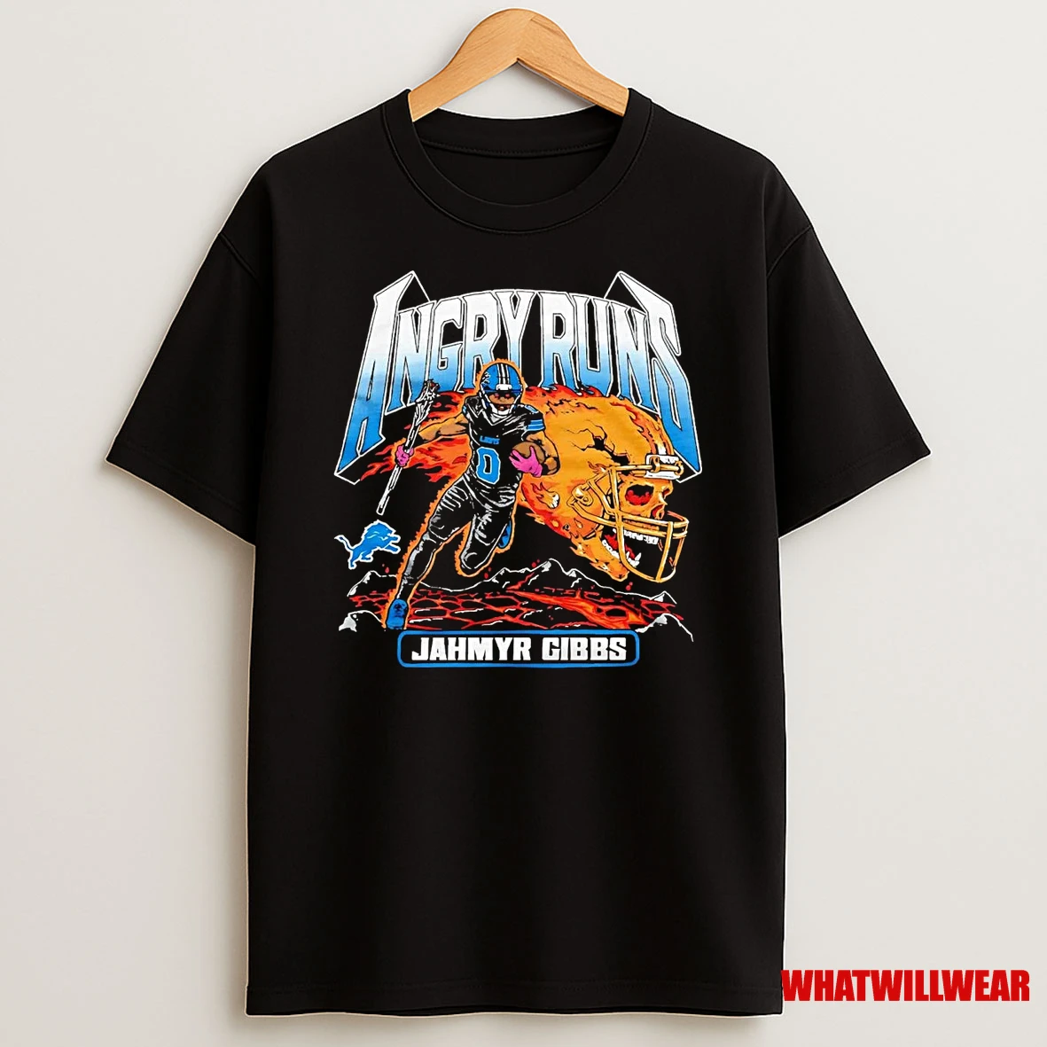 Jahmyr Gibbs Angry Runs 2025 Detroit Lions Shirts
