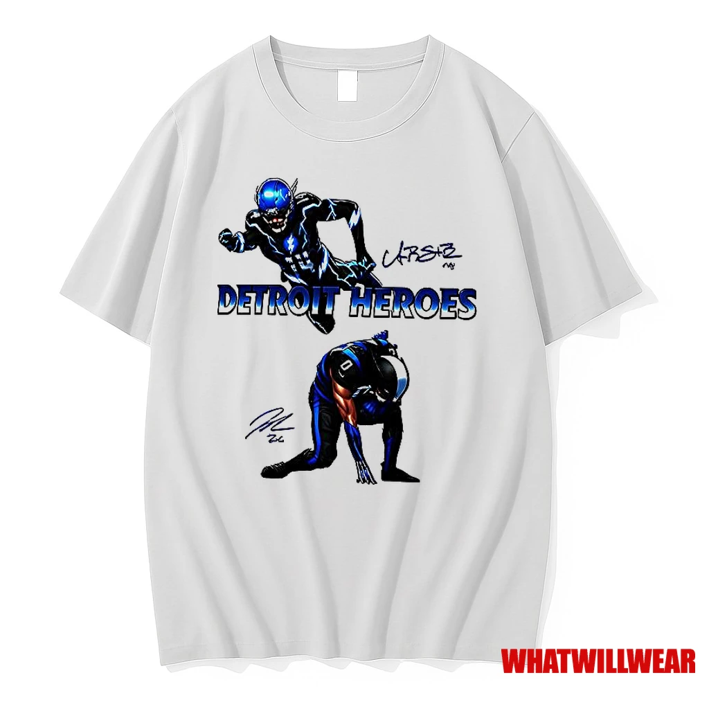 Jahmyr Gibbs And Amon Ra St Brown Detroit Heroes Signature Shirts