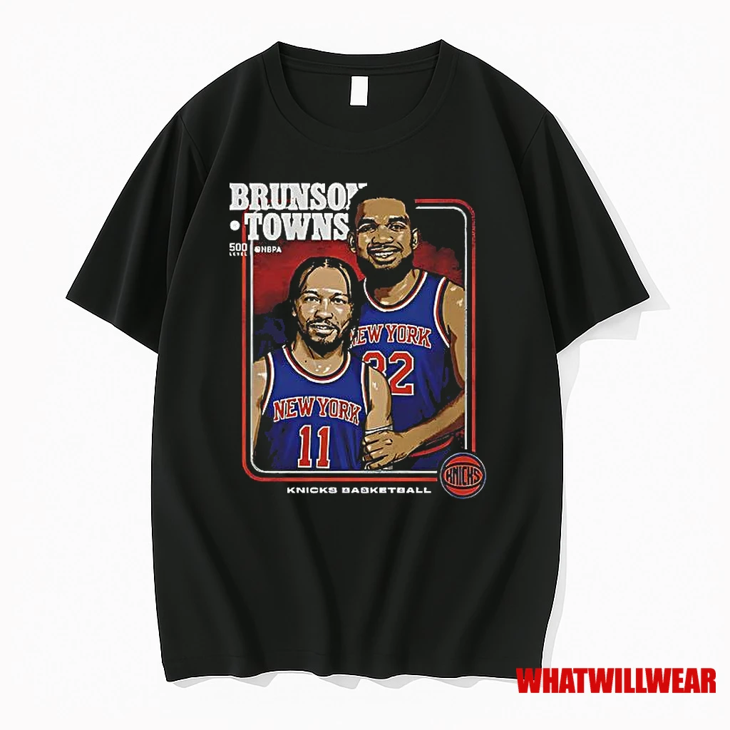 Jalen Brunson And Karl Anthony Towns New York Knicks Step Brothers Retro Shirts