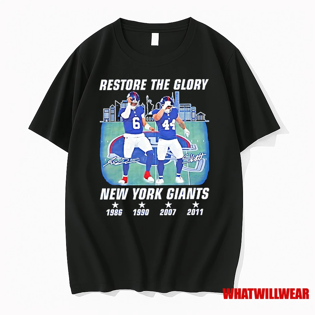 Jaxson Dart Cam Skattebo Restore The Glory New York Giants Football Signatures Shirts