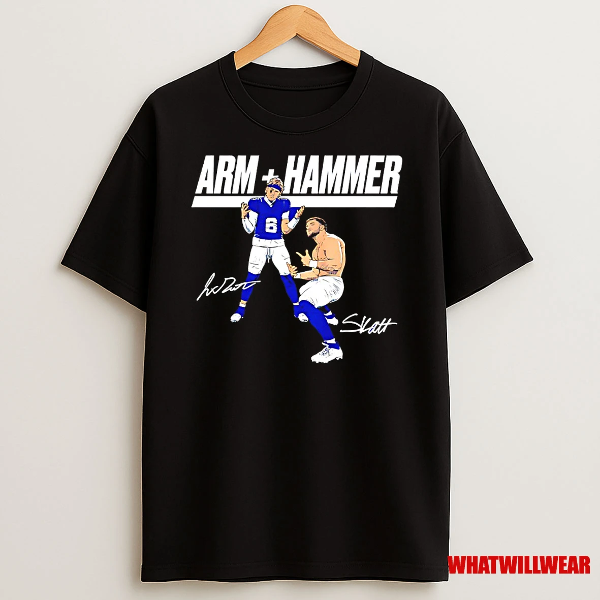 Jaxson Dart And Cam Skattebo Arm Plus Hammer New York Giants Signature Shirts