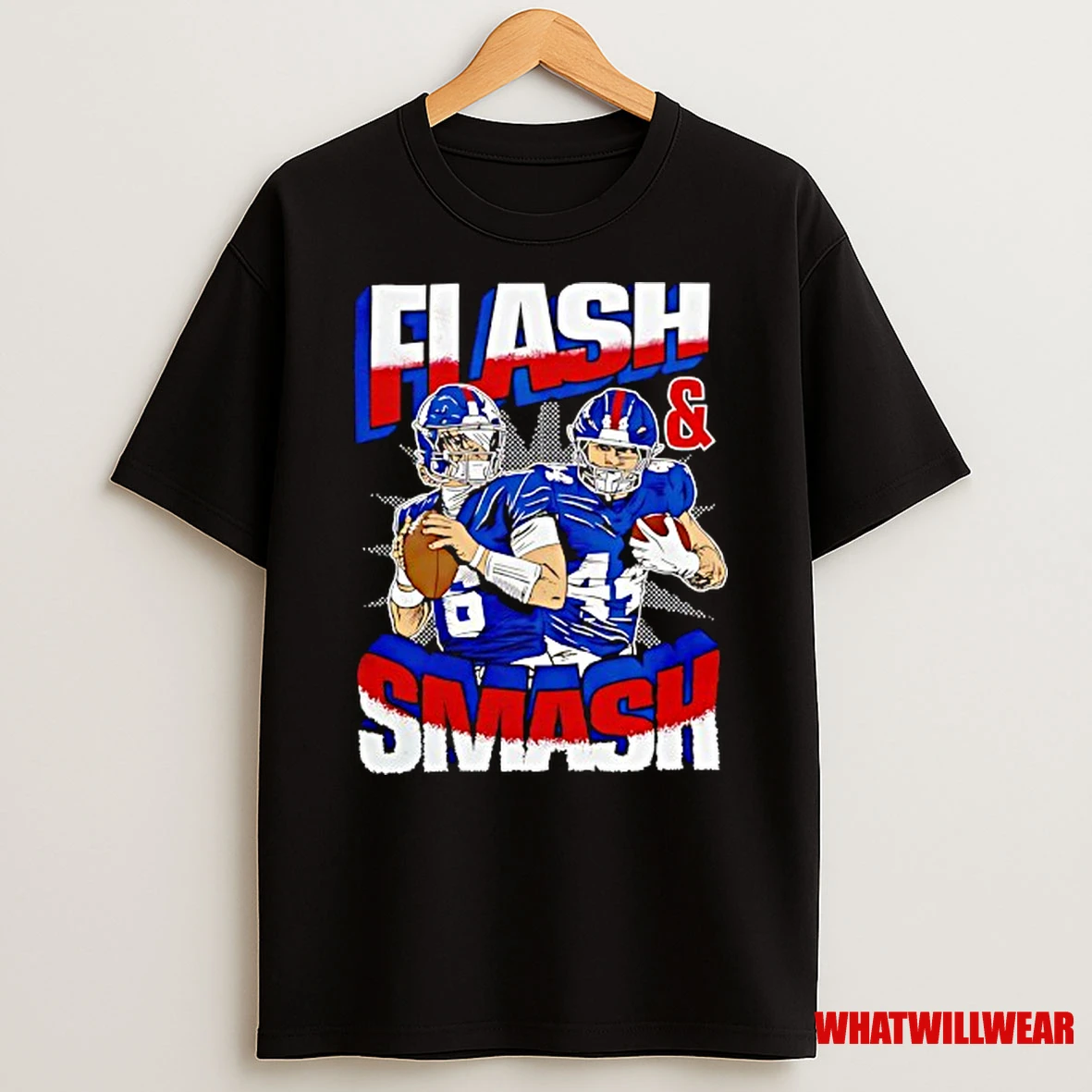 Jaxson Dart And Cam Skattebo Flash And Smash New York Giants Football Cartoon Shirts