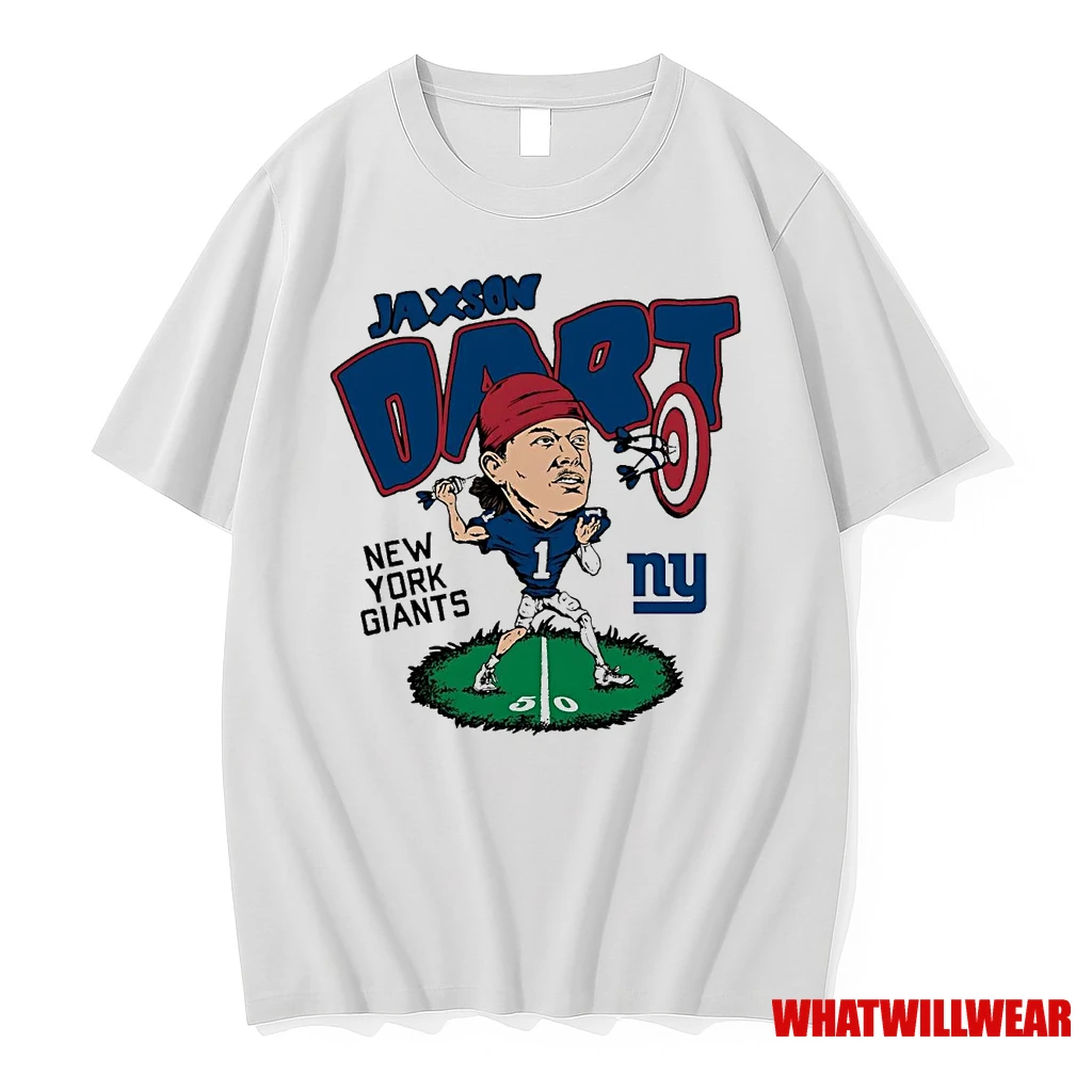 Jaxson Dart Caricature Big Head New York Giants Shirts