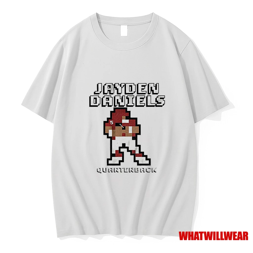 Jayden Daniels Quarterback Washington Commanders Nfl Football Retro Baller 8bit Shirts
