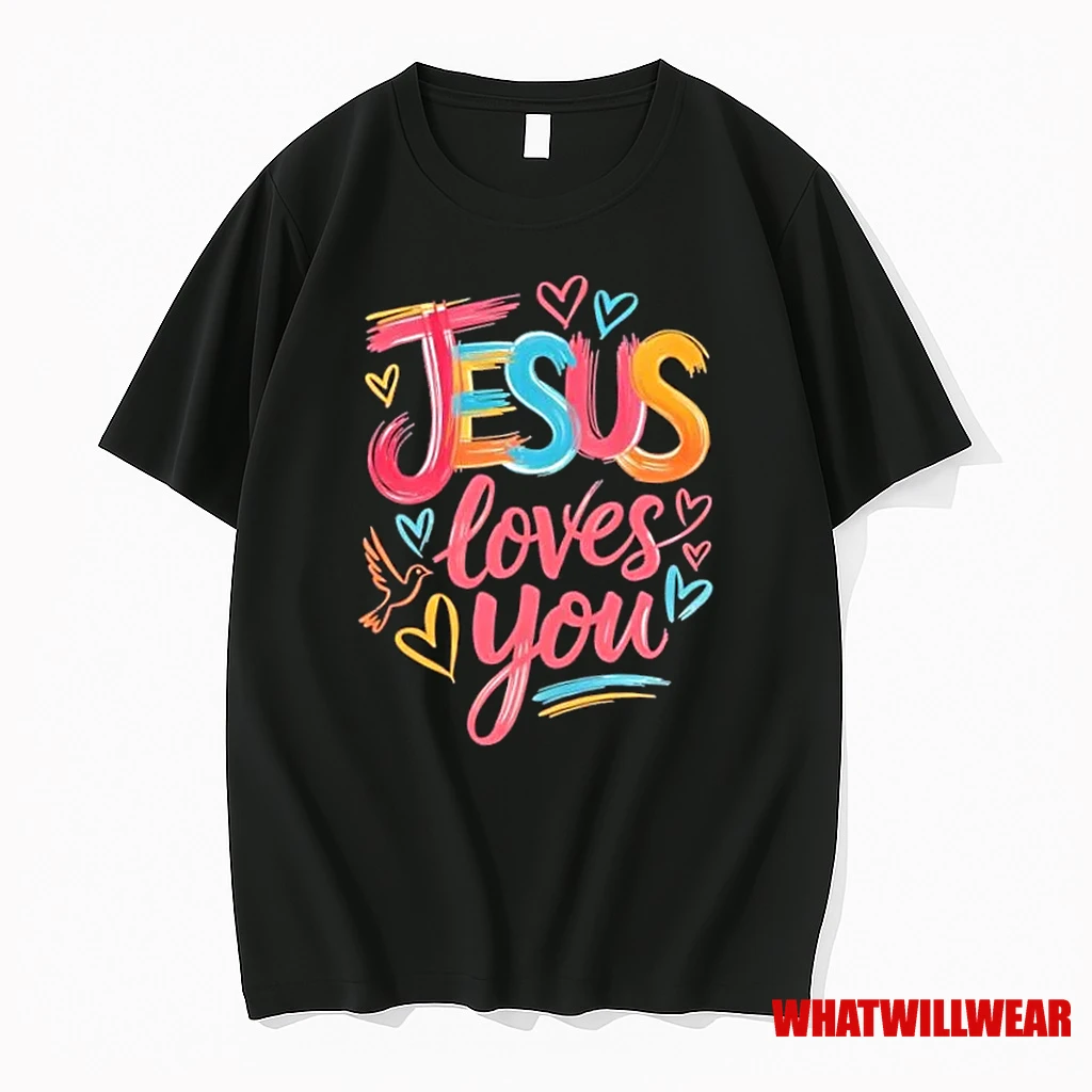 Jesus Loves You Christian Colorful Retro Shirts