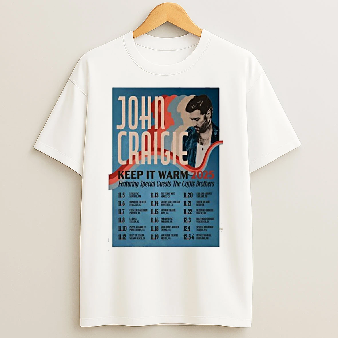 John Craigie Keep It Warm 2025 Tour T Shirts