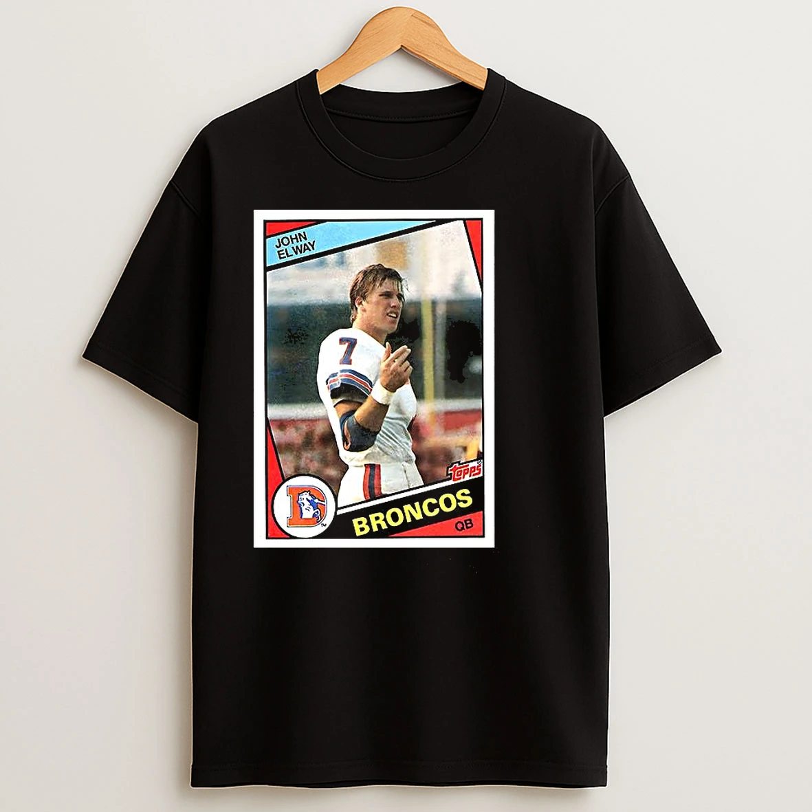 John Elway Denver Broncos Football Number 7 Trading Card T Shirts