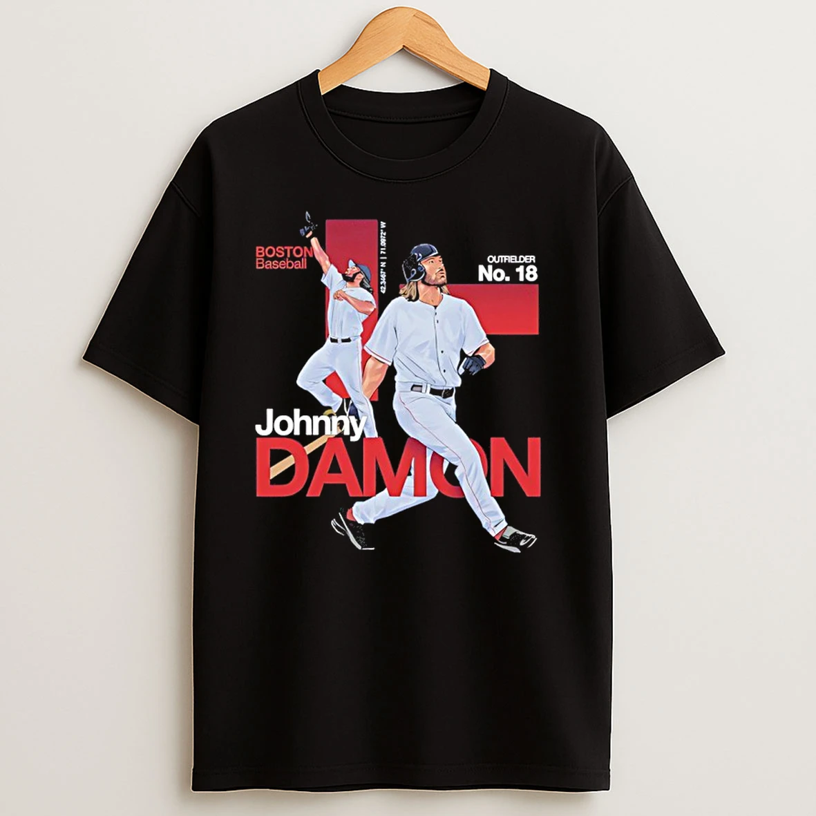 Johnny Damon 18 Boston Red Sox Modern T Shirts