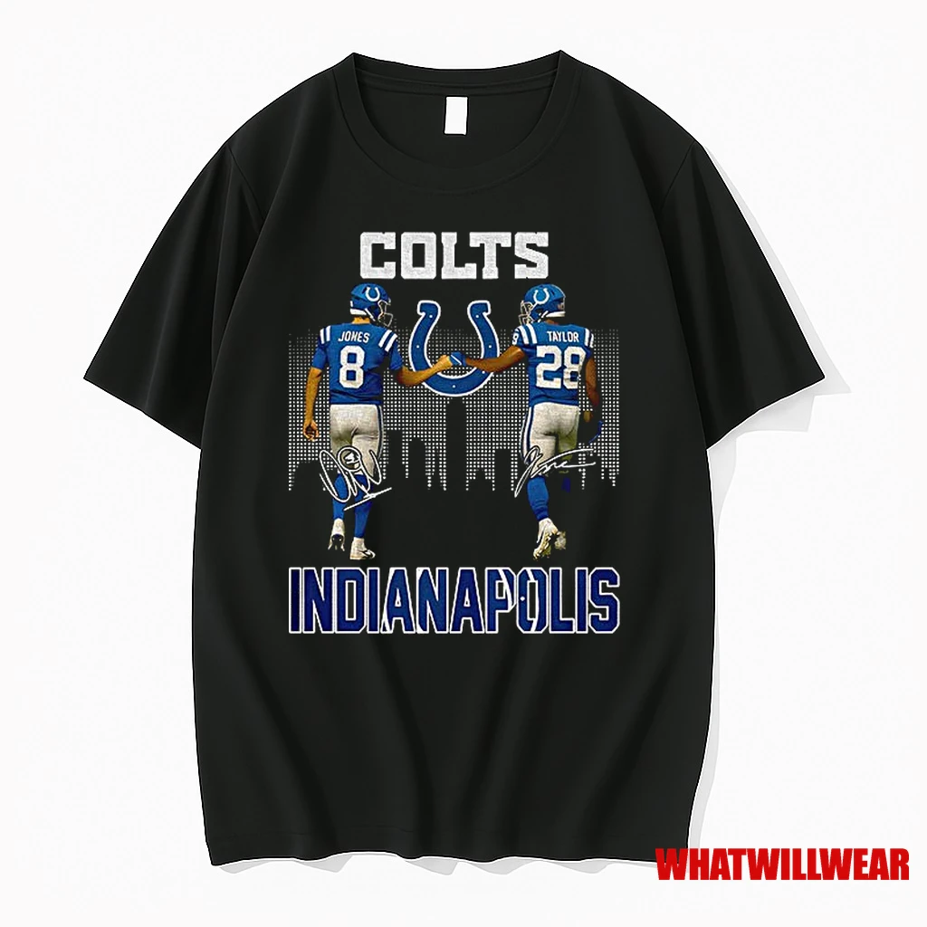Jonathan Taylor And Jason Bean Indianapolis Colts City Skyline Nfl Signatures Shirts
