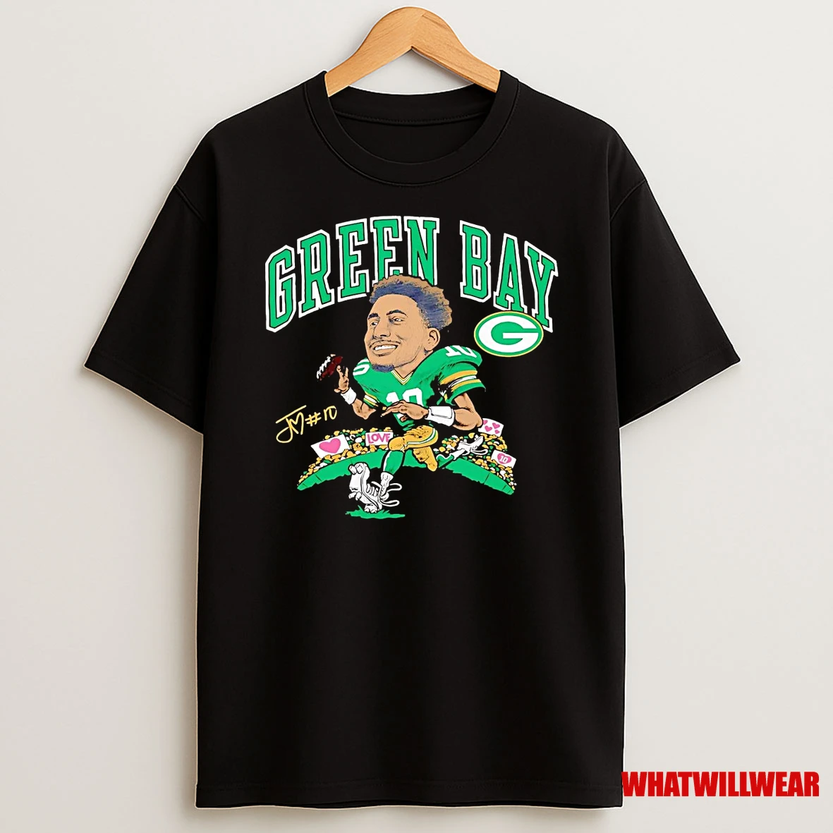 Jordan Love Running Caricature Packers Shirts