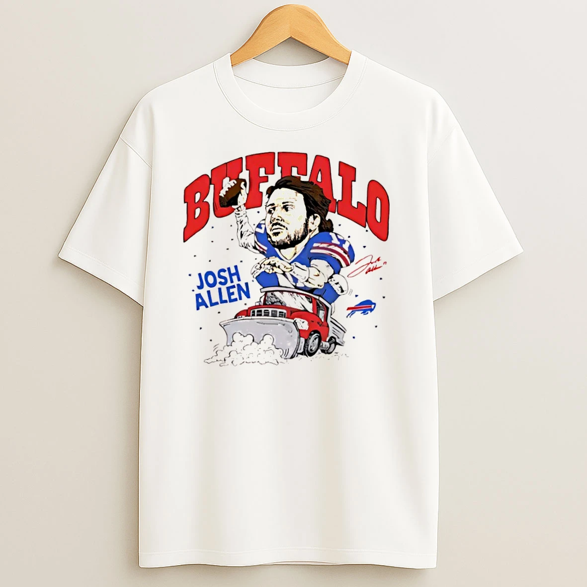 Josh Allen Buffalo Bills Ash Snow Plow Signature Player Logo T Shirts