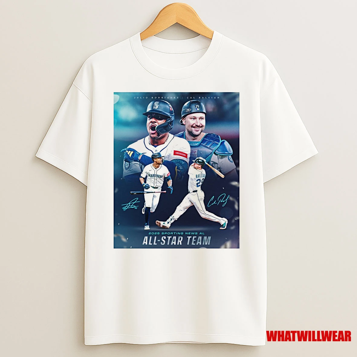 Julio Rodriguez And Cal Raleigh Seattle Mariners 2025 Sporting News Al All Star Team Signatures Shirts
