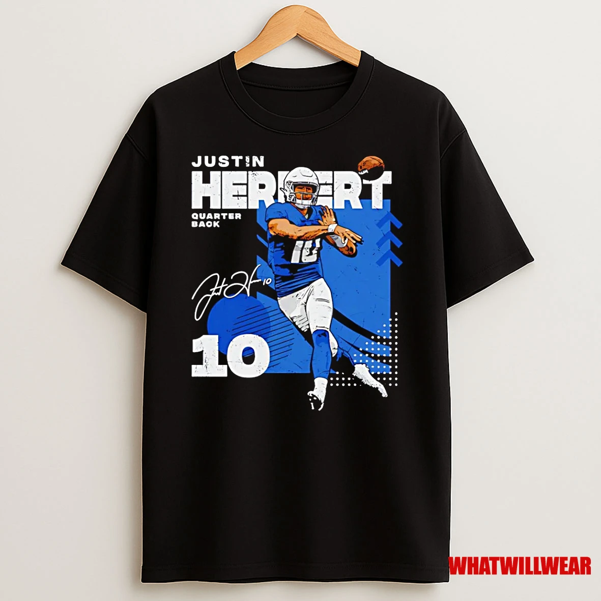 Justin Herbert Los Angeles Chargers Squared Signature Shirts