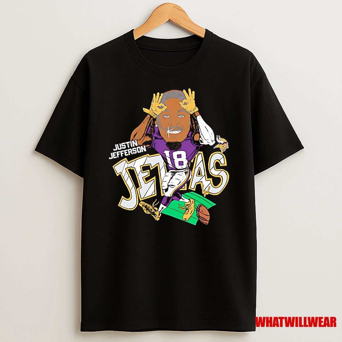 Justin Jefferson Caricature Run Minnesota Vikings Shirts