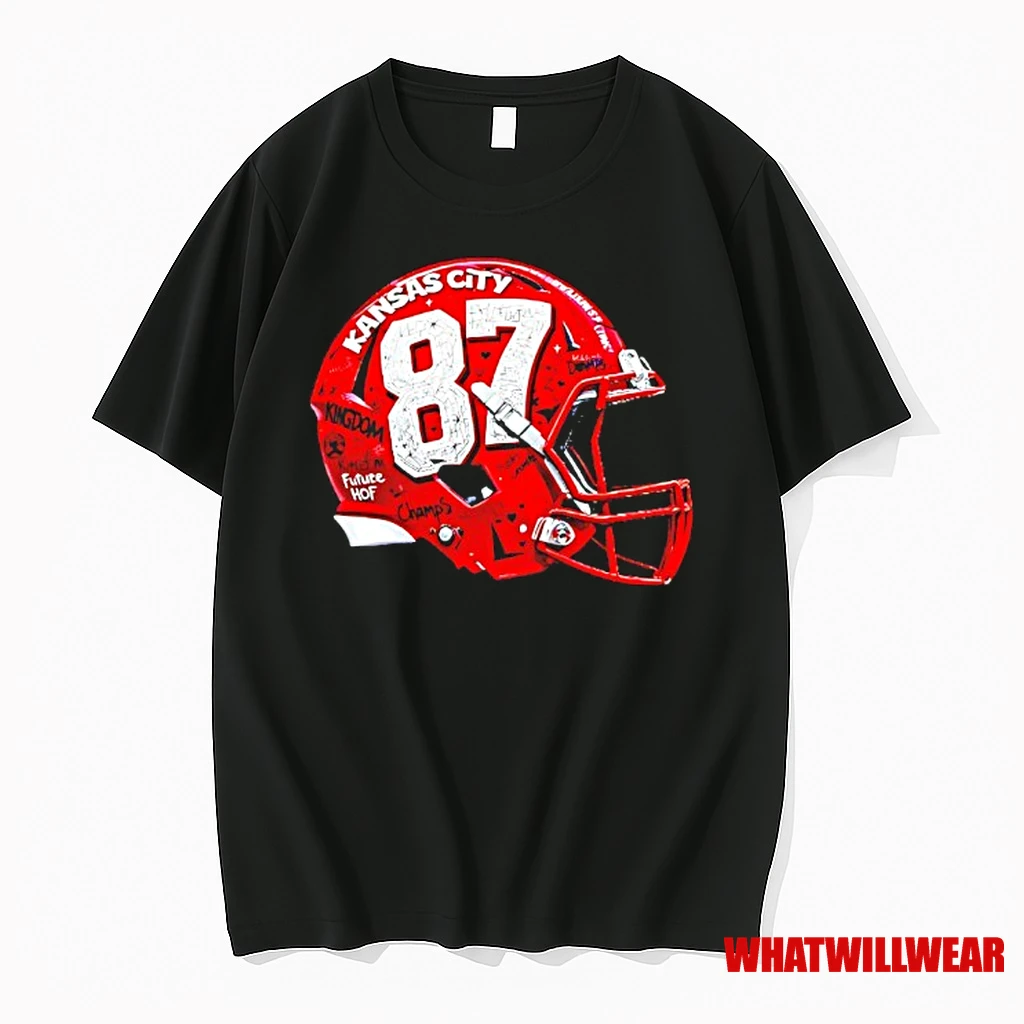 Kansas City Chiefs Travis Kelce 87 Graffiti Helmet Shirts