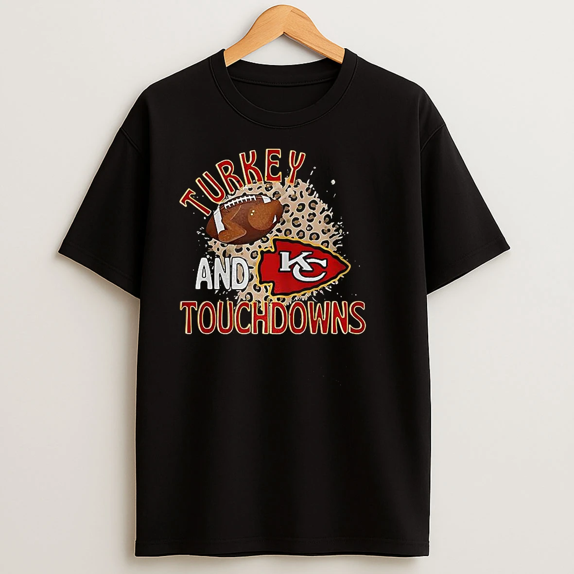 Kansas City Chiefs Football Turkey And Touchdowns Thanksgiving T Shirts