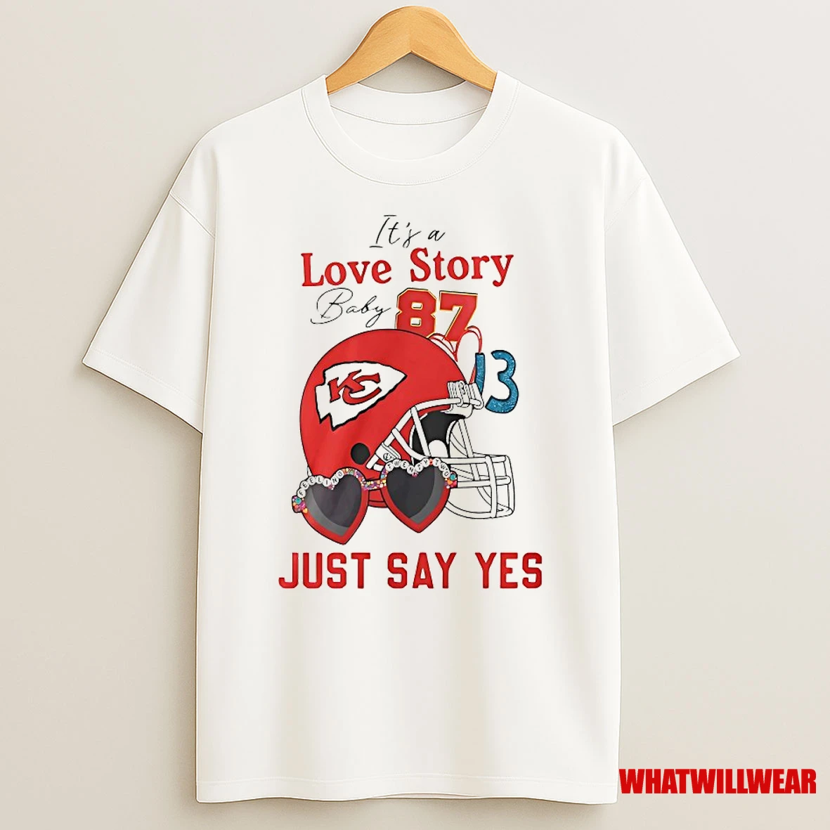 Kansas City Chiefs Its A Love Story Baby Just Say Yes Helmet Shirts