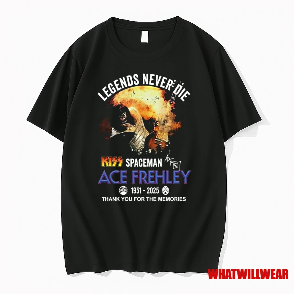 Kiss Ace Frehley Spaceman Legends Never Die 1951 2025 Thank You For The Memories Signature Shirts