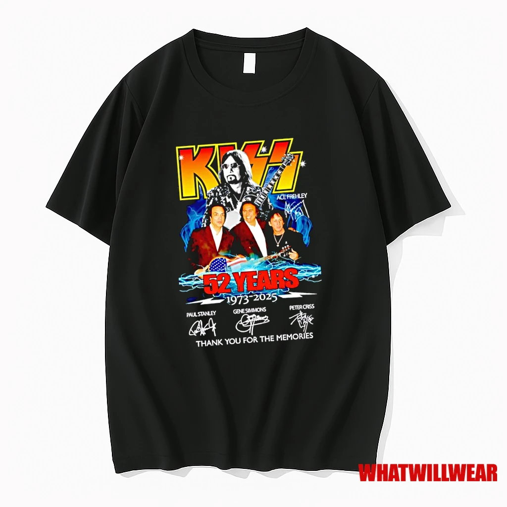 Kiss Band Paul Stanley Gene Simmons Peter Criss 52 Years Sighnature Shirts