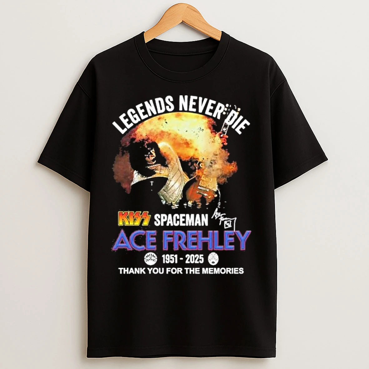 Kiss Spaceman Ace Frehley Legends Never Die 1951 2025 Thank You For The Memories T Shirts