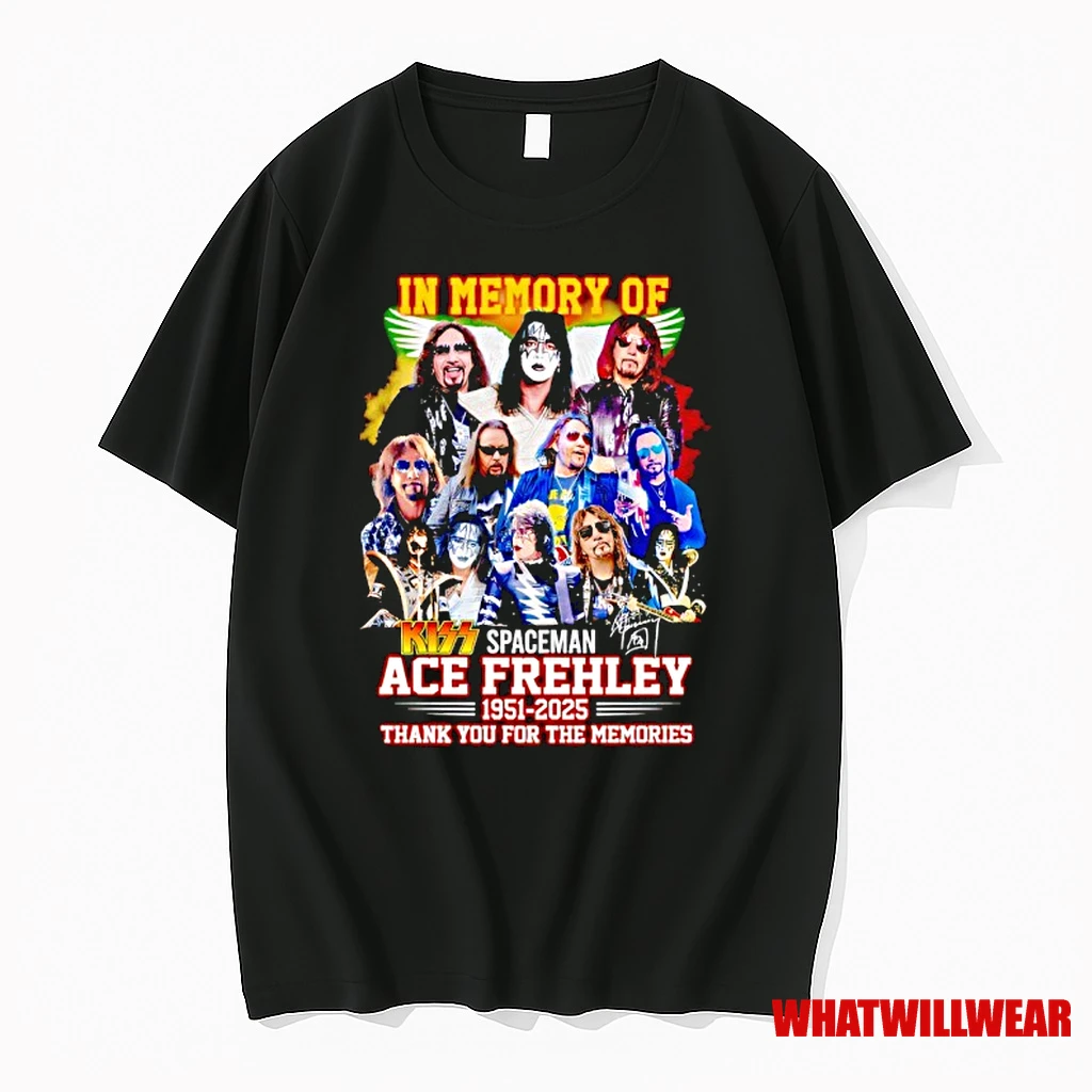 Kiss In Memory Of Spaceman Ace Frehley 1951 2025 Thank You For The Memories Signature Shirts