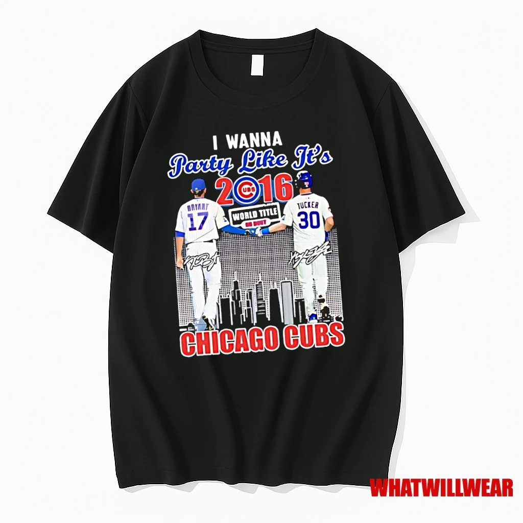 Kris Bryant Kyle Schwarber Chicago Cubs Baseball Players Signatures 2016 World Title Shirts