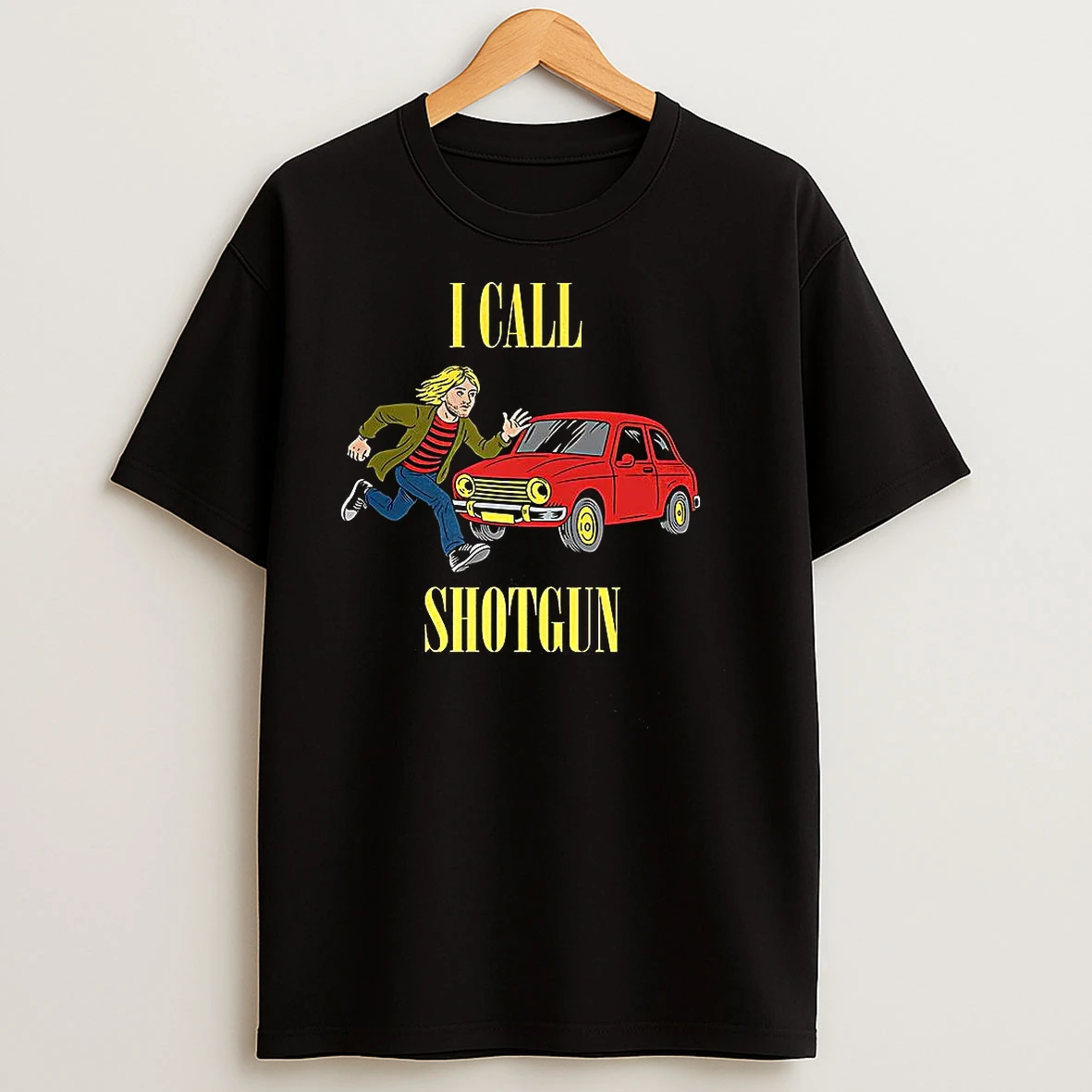 Kurt And Red Car I Call Shotgun Retro T Shirts