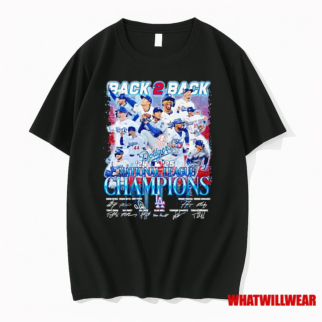 La Dodgers Back 2 Back 24 25 National League Champions Signatures Shirts