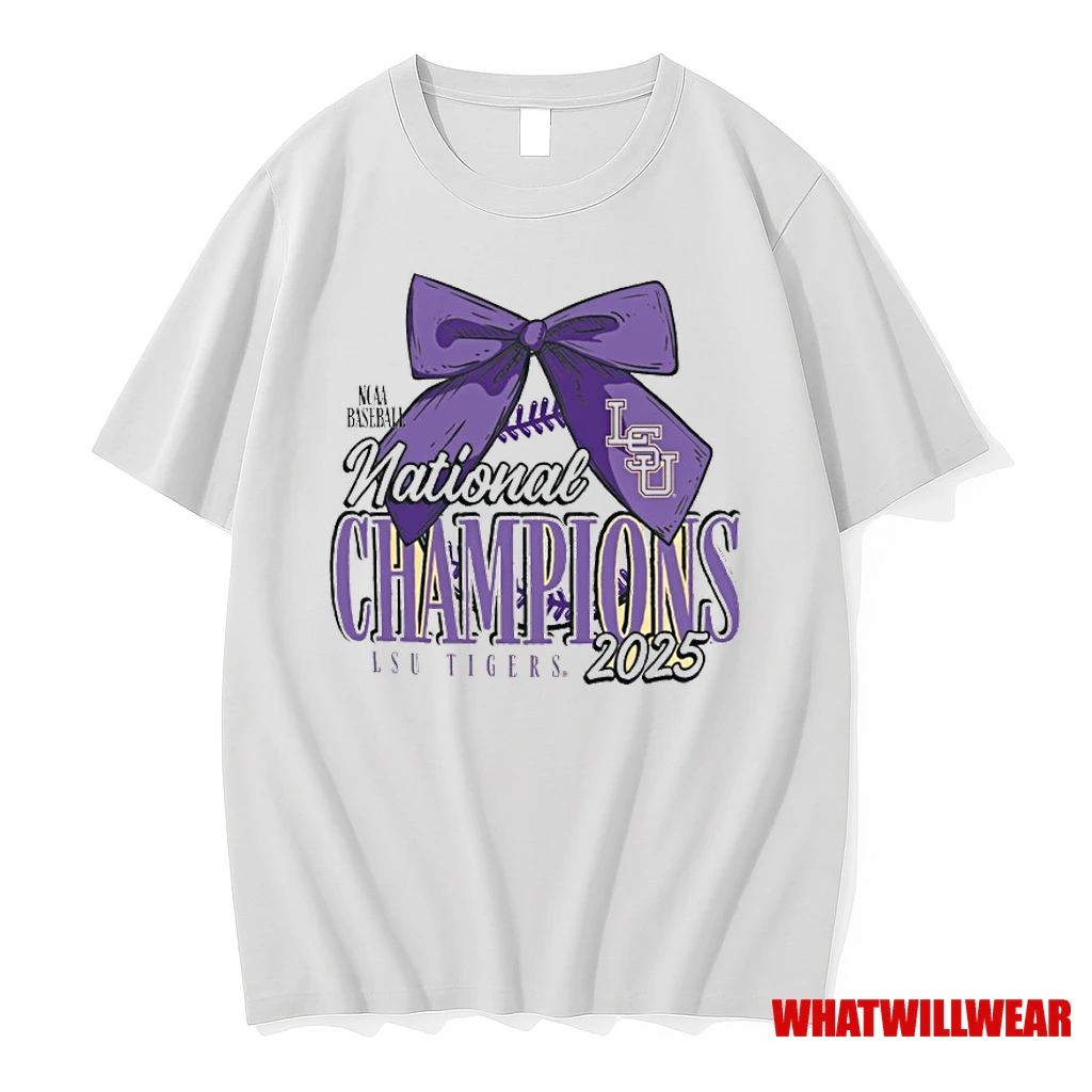 Lsu Tigers 2025 Ncaa Baseball Mens College World Series Champions Bow Shirts