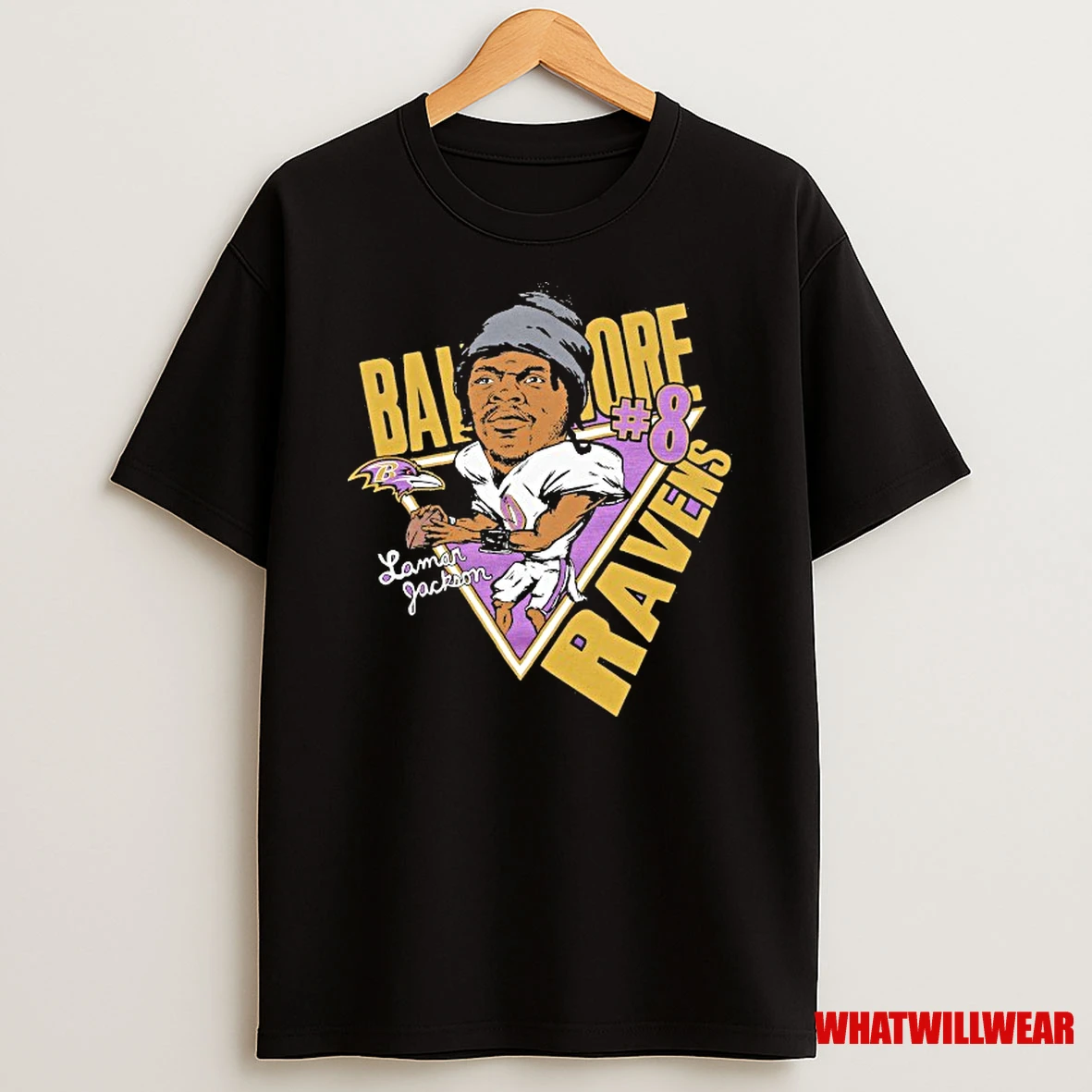 Lamar Jackson Baltimore Ravens Caricature Player Graphic Tri Blend Shirts