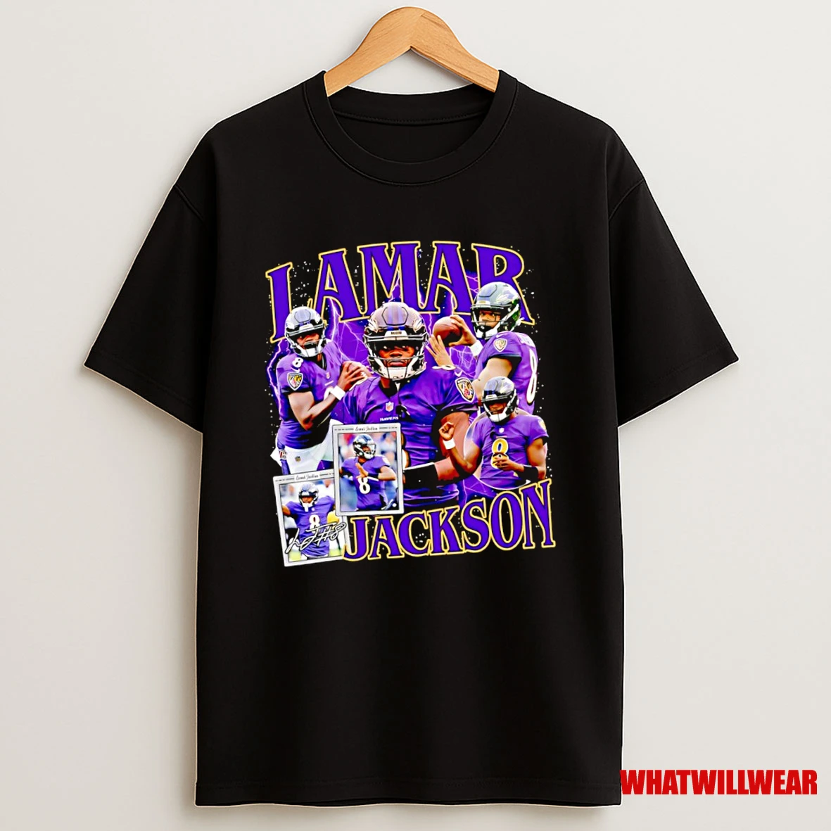 Lamar Jackson Baltimore Ravens Signature Logo Shirts
