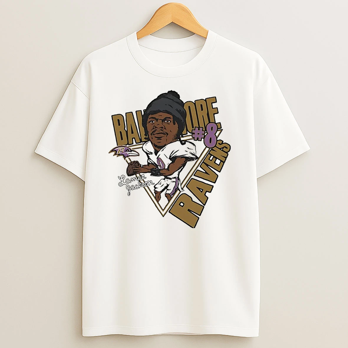 Lamar Jackson Big Head Caricature Ravens T Shirts