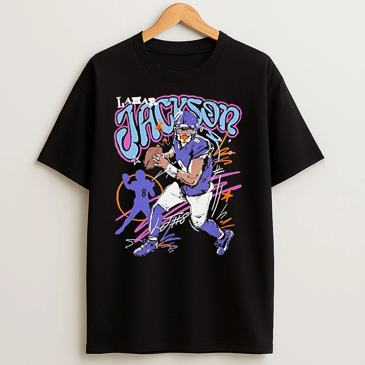 Lamar Jackson Scribble Baltimore Ravens T Shirts