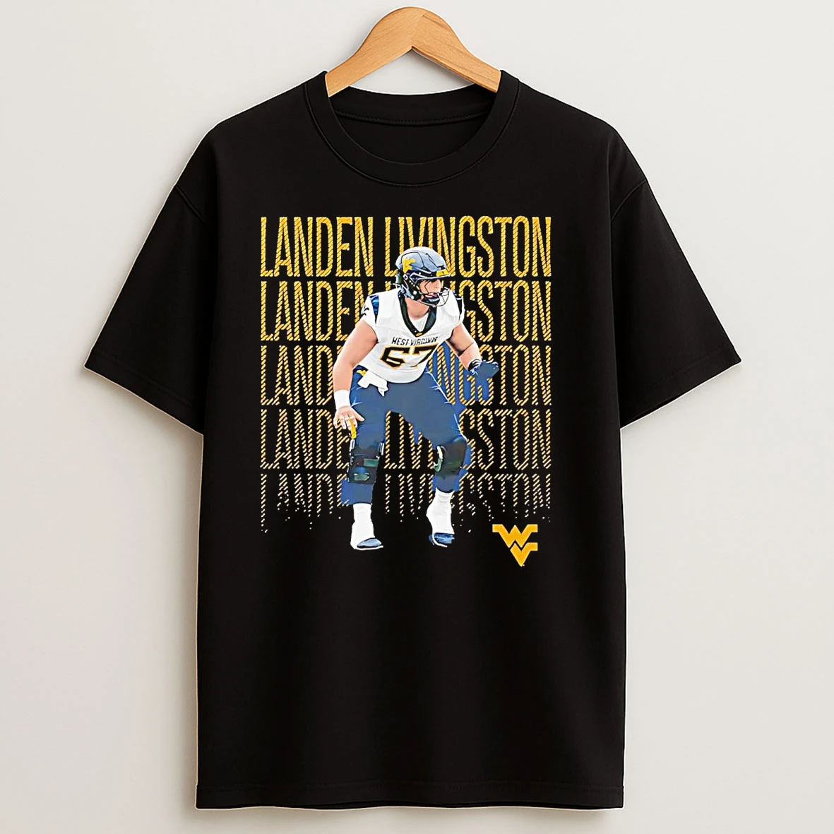 Landen Livingston Illustrated West Virginia Mountaineers T Shirts