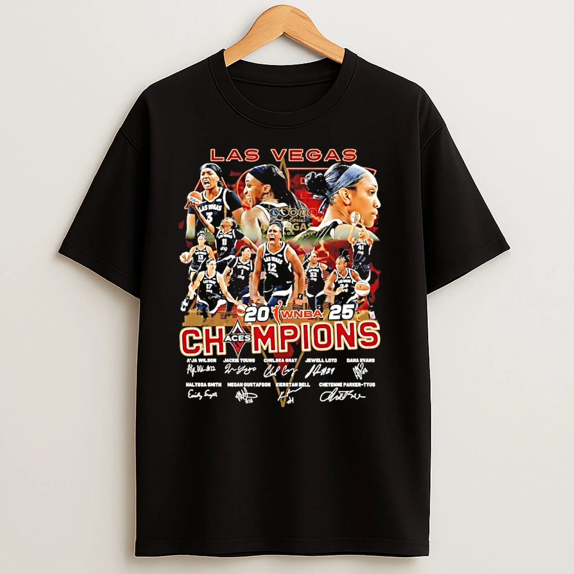 Las Vegas Aces 2025 Wnba Finals Champions Player Signatures T Shirts
