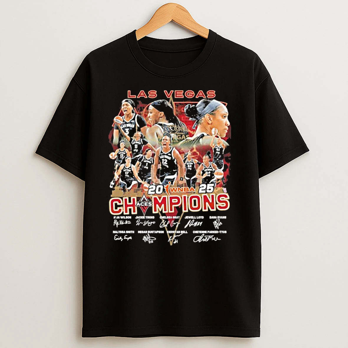 Las Vegas Aces Team 2025 Wnba Champions Signature T Shirts