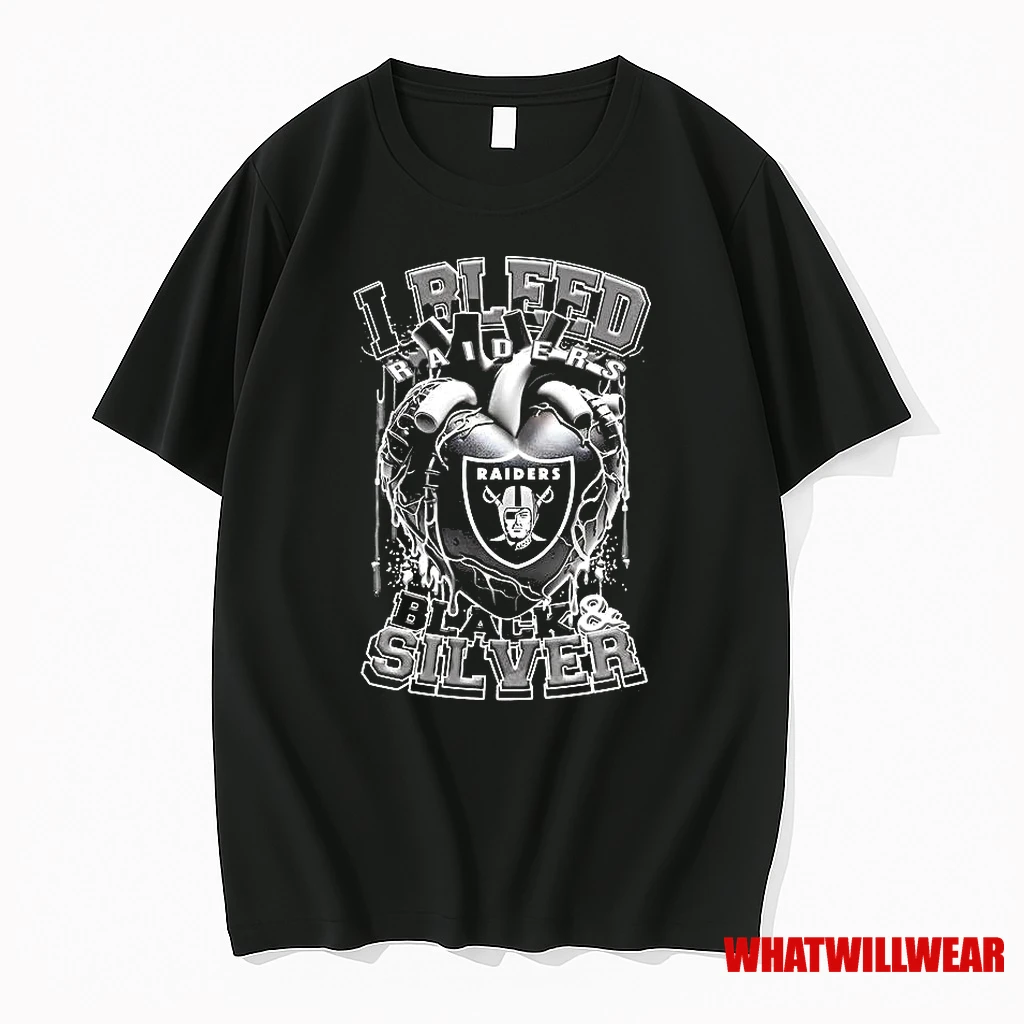 Las Vegas Raiders Nfl I Bleed Raiders Black And Silver Heart Football Lovers Shirts