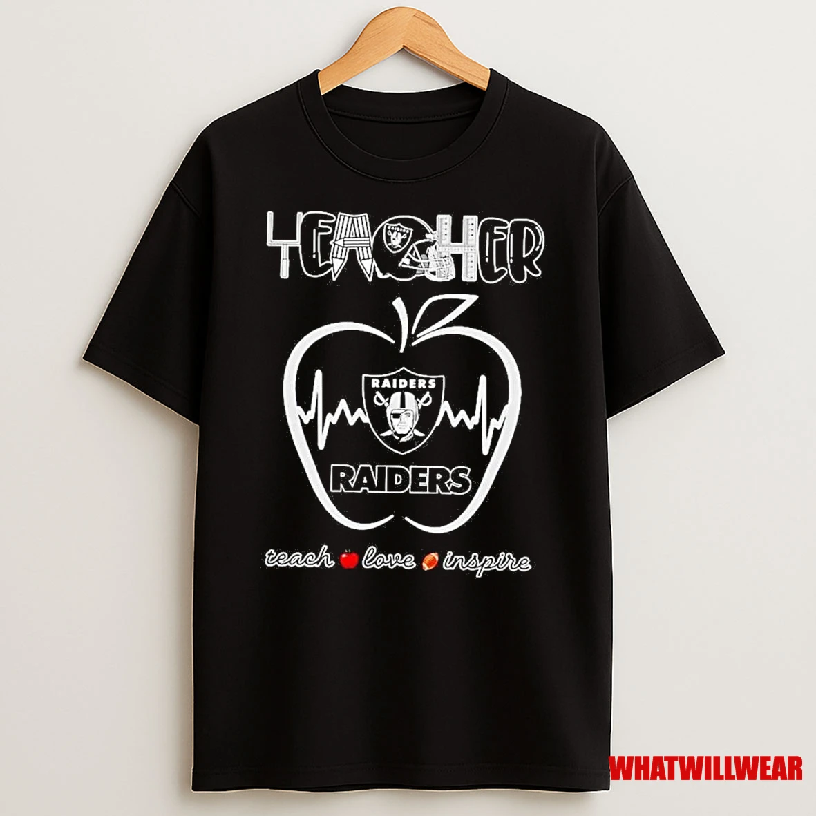 Las Vegas Raiders Teacher Teach Love Inspire Shirts